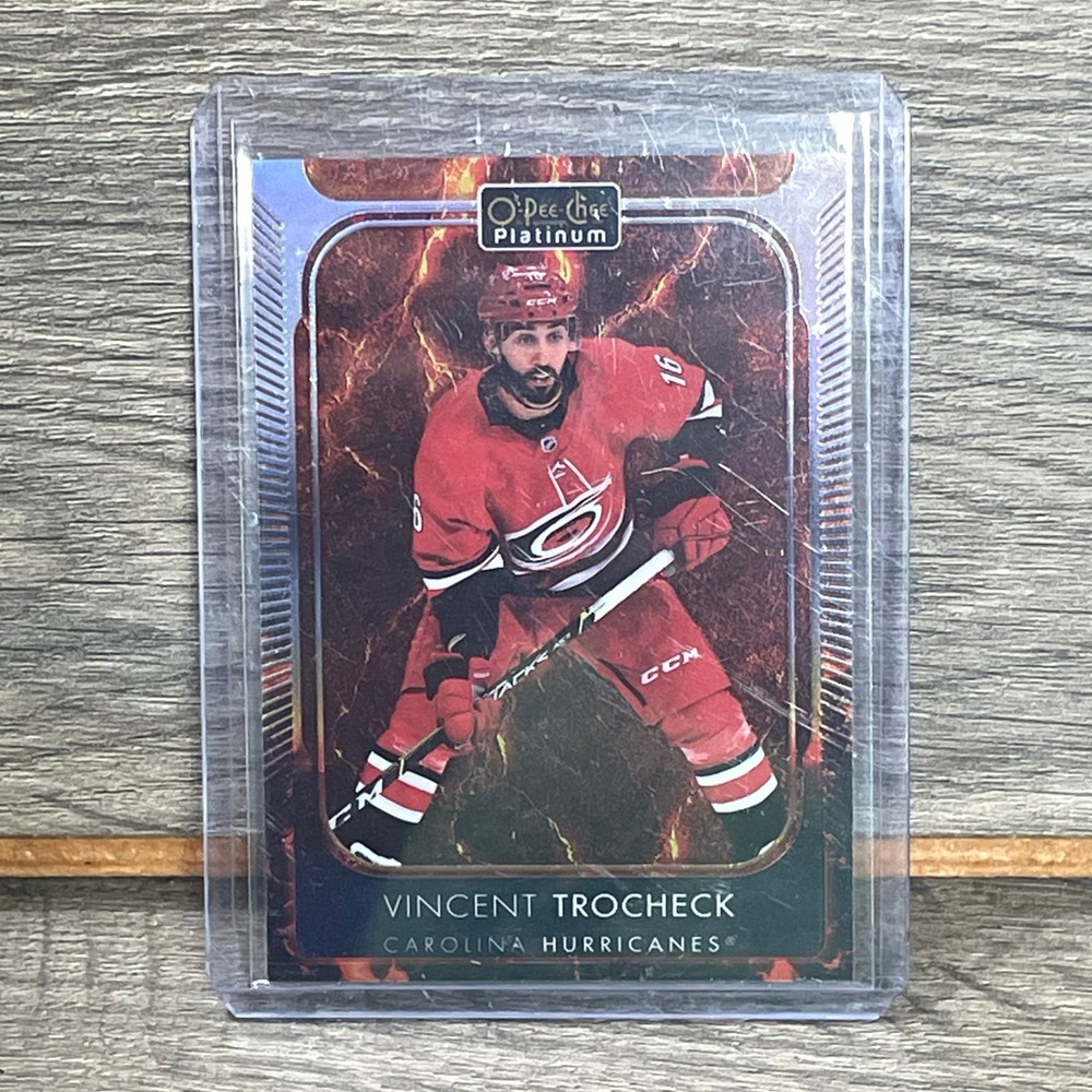 O Pee Chee Carolina Hurricanes Trading Card Vincent Trocheck Red Hot Magma /499